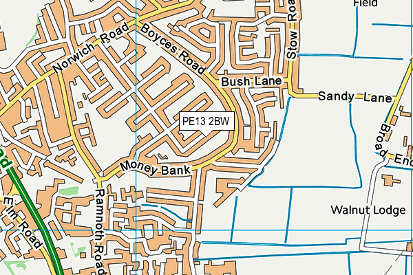 PE13 2BW map - OS VectorMap District (Ordnance Survey)