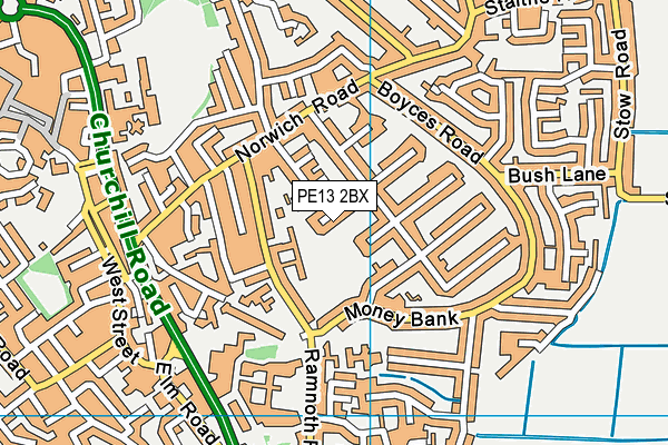 PE13 2BX map - OS VectorMap District (Ordnance Survey)