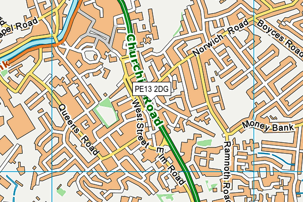 PE13 2DG map - OS VectorMap District (Ordnance Survey)