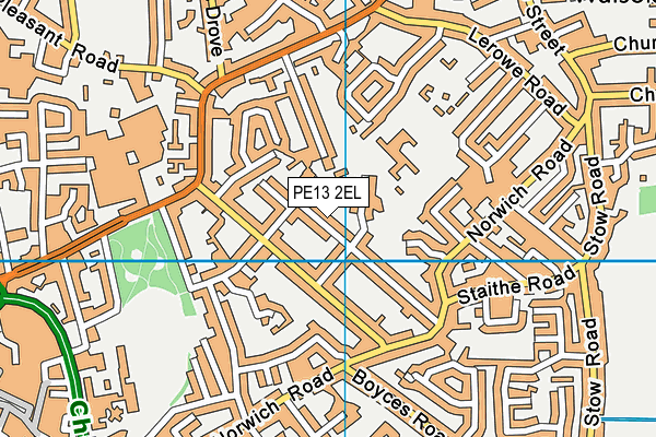 PE13 2EL map - OS VectorMap District (Ordnance Survey)