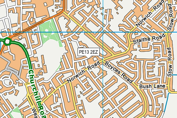 PE13 2EZ map - OS VectorMap District (Ordnance Survey)
