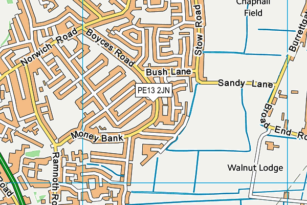 PE13 2JN map - OS VectorMap District (Ordnance Survey)