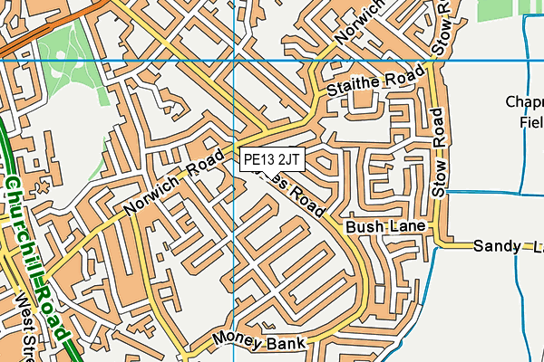 PE13 2JT map - OS VectorMap District (Ordnance Survey)