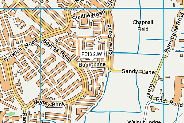 PE13 2JW map - OS VectorMap District (Ordnance Survey)