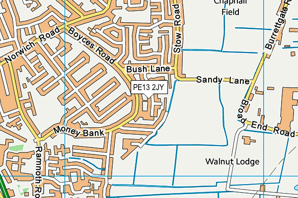 PE13 2JY map - OS VectorMap District (Ordnance Survey)