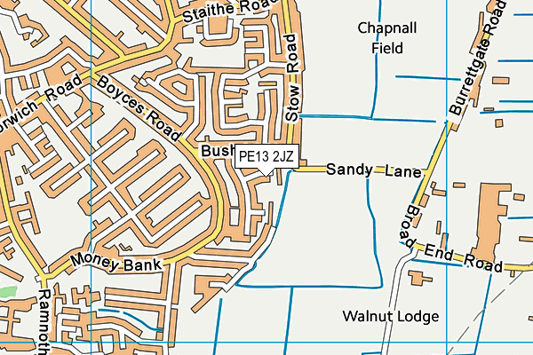 PE13 2JZ map - OS VectorMap District (Ordnance Survey)
