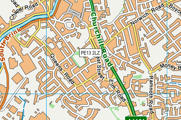 PE13 2LZ map - OS VectorMap District (Ordnance Survey)