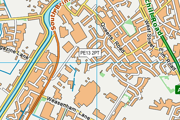 PE13 2PT map - OS VectorMap District (Ordnance Survey)