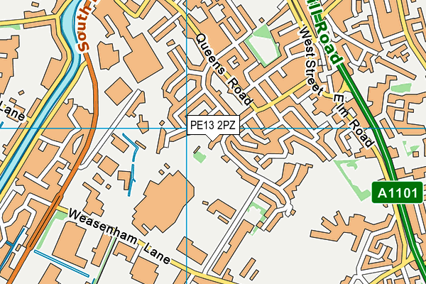 PE13 2PZ map - OS VectorMap District (Ordnance Survey)