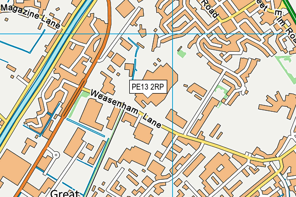 PE13 2RP map - OS VectorMap District (Ordnance Survey)
