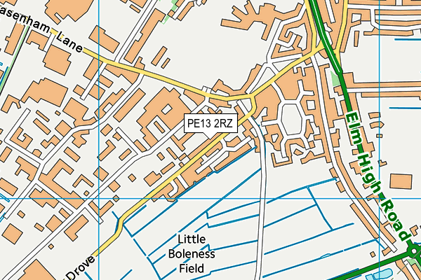 PE13 2RZ map - OS VectorMap District (Ordnance Survey)