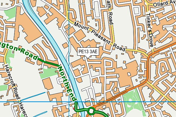 PE13 3AE map - OS VectorMap District (Ordnance Survey)