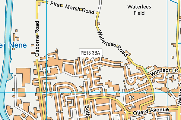 PE13 3BA map - OS VectorMap District (Ordnance Survey)