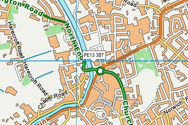 PE13 3BT map - OS VectorMap District (Ordnance Survey)