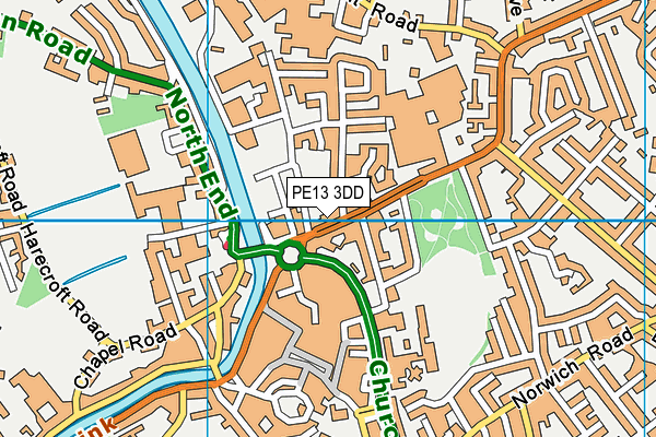 PE13 3DD map - OS VectorMap District (Ordnance Survey)