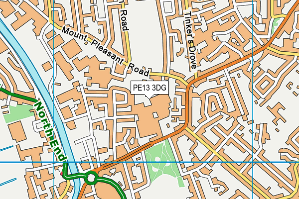 PE13 3DG map - OS VectorMap District (Ordnance Survey)