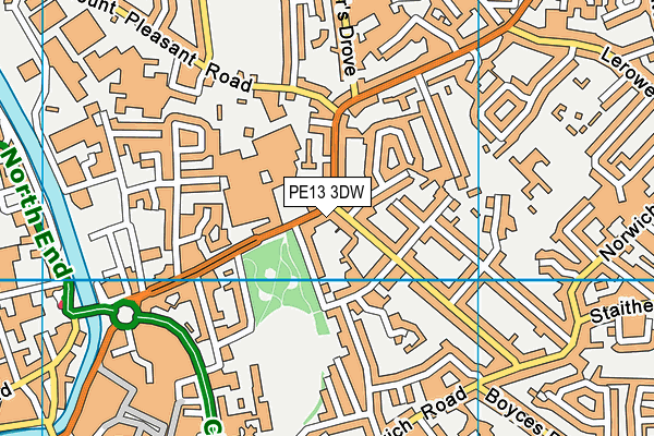 PE13 3DW map - OS VectorMap District (Ordnance Survey)
