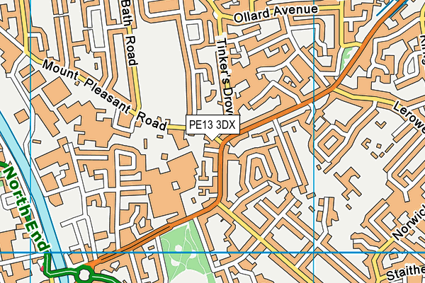 PE13 3DX map - OS VectorMap District (Ordnance Survey)