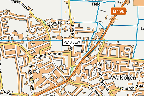 PE13 3EW map - OS VectorMap District (Ordnance Survey)