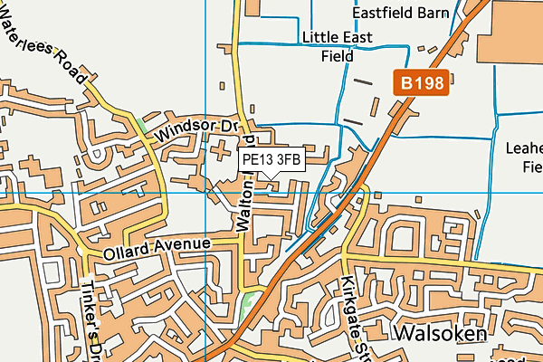 PE13 3FB map - OS VectorMap District (Ordnance Survey)