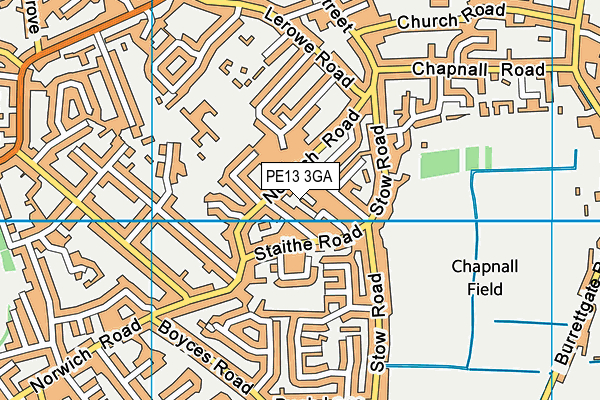 PE13 3GA map - OS VectorMap District (Ordnance Survey)