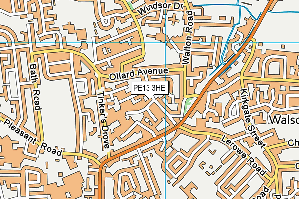 PE13 3HE map - OS VectorMap District (Ordnance Survey)