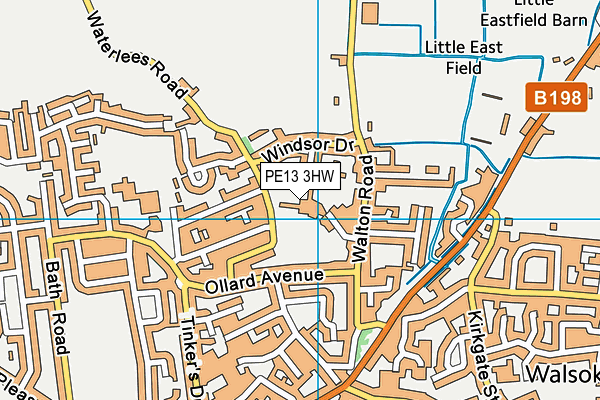 PE13 3HW map - OS VectorMap District (Ordnance Survey)