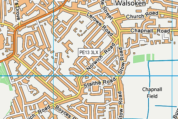 PE13 3LX map - OS VectorMap District (Ordnance Survey)