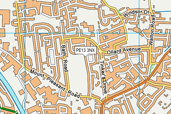 PE13 3NX map - OS VectorMap District (Ordnance Survey)