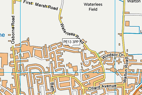 PE13 3PP map - OS VectorMap District (Ordnance Survey)