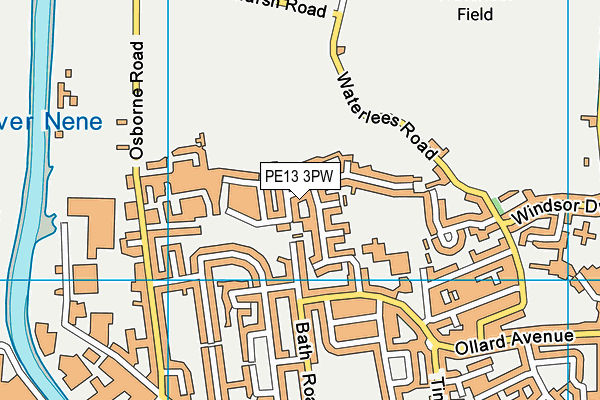 PE13 3PW map - OS VectorMap District (Ordnance Survey)