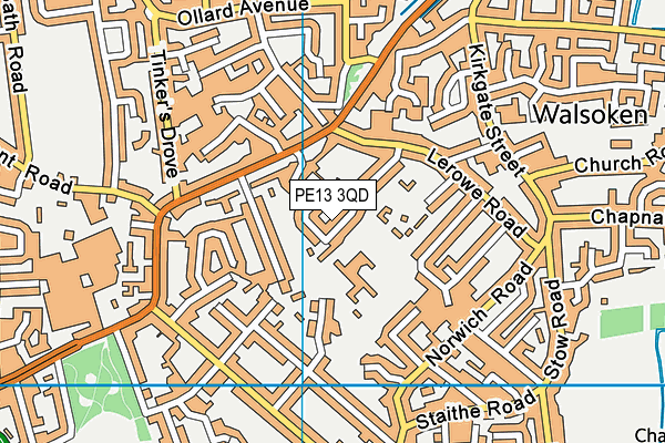 PE13 3QD map - OS VectorMap District (Ordnance Survey)