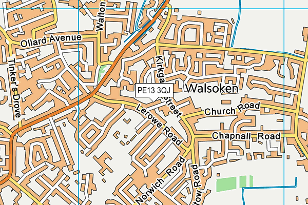 PE13 3QJ map - OS VectorMap District (Ordnance Survey)