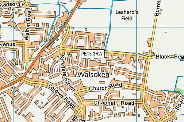 PE13 3RW map - OS VectorMap District (Ordnance Survey)