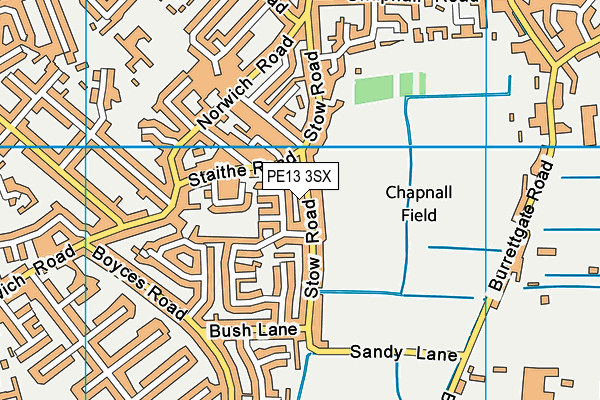 PE13 3SX map - OS VectorMap District (Ordnance Survey)