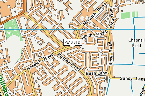 PE13 3TD map - OS VectorMap District (Ordnance Survey)