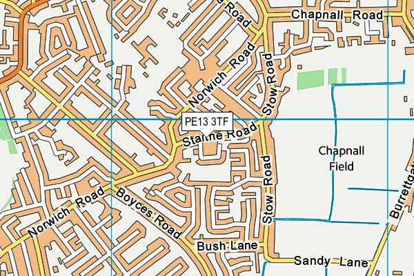 PE13 3TF map - OS VectorMap District (Ordnance Survey)