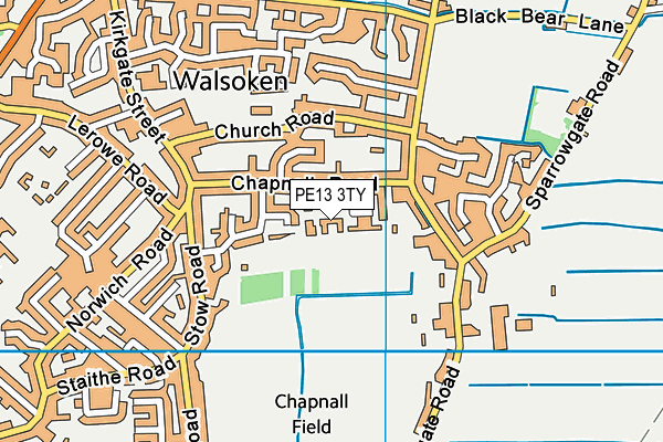 PE13 3TY map - OS VectorMap District (Ordnance Survey)