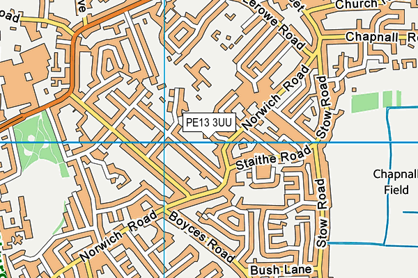 PE13 3UU map - OS VectorMap District (Ordnance Survey)
