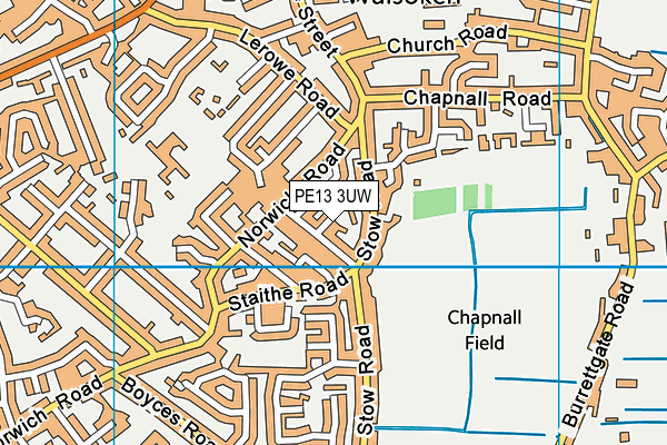 PE13 3UW map - OS VectorMap District (Ordnance Survey)