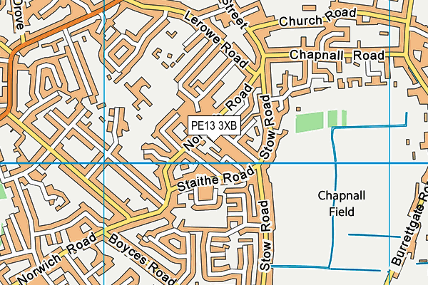 PE13 3XB map - OS VectorMap District (Ordnance Survey)