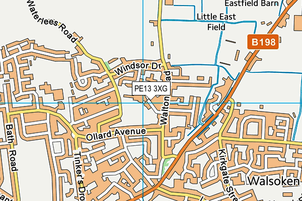 PE13 3XG map - OS VectorMap District (Ordnance Survey)