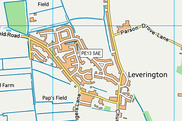 PE13 5AE map - OS VectorMap District (Ordnance Survey)