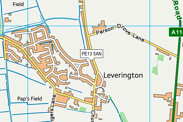 PE13 5AN map - OS VectorMap District (Ordnance Survey)