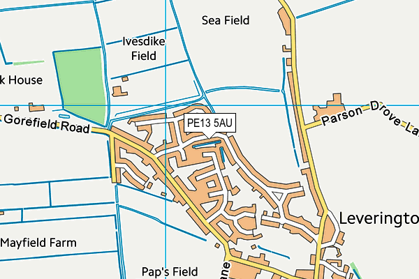 PE13 5AU map - OS VectorMap District (Ordnance Survey)