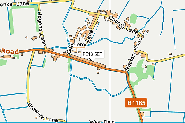 PE13 5ET map - OS VectorMap District (Ordnance Survey)