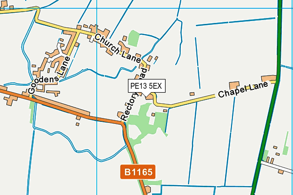 PE13 5EX map - OS VectorMap District (Ordnance Survey)