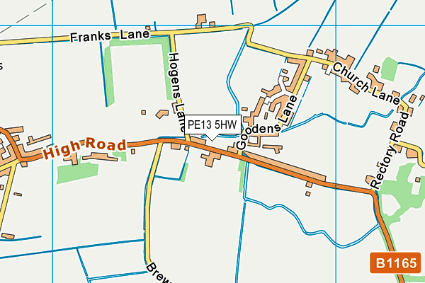 PE13 5HW map - OS VectorMap District (Ordnance Survey)