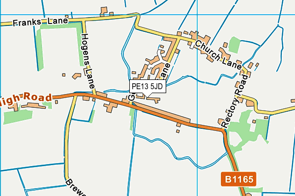 PE13 5JD map - OS VectorMap District (Ordnance Survey)
