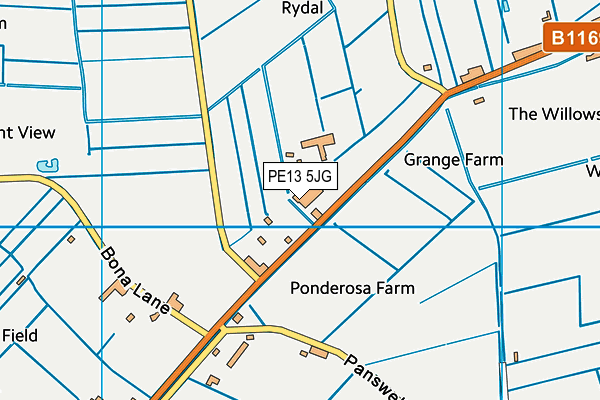 PE13 5JG map - OS VectorMap District (Ordnance Survey)